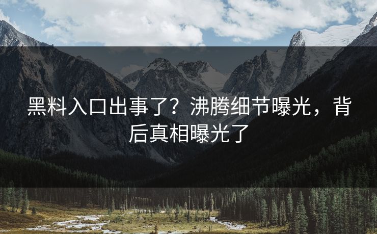 黑料入口出事了？沸腾细节曝光，背后真相曝光了