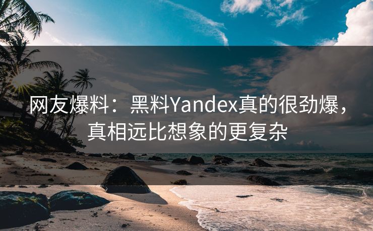 网友爆料：黑料Yandex真的很劲爆，真相远比想象的更复杂