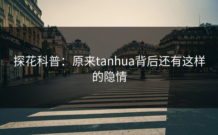 探花科普：原来tanhua背后还有这样的隐情