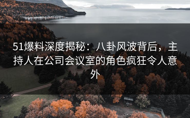 51爆料深度揭秘：八卦风波背后，主持人在公司会议室的角色疯狂令人意外