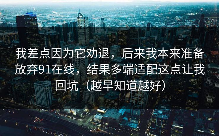我差点因为它劝退，后来我本来准备放弃91在线，结果多端适配这点让我回坑（越早知道越好）