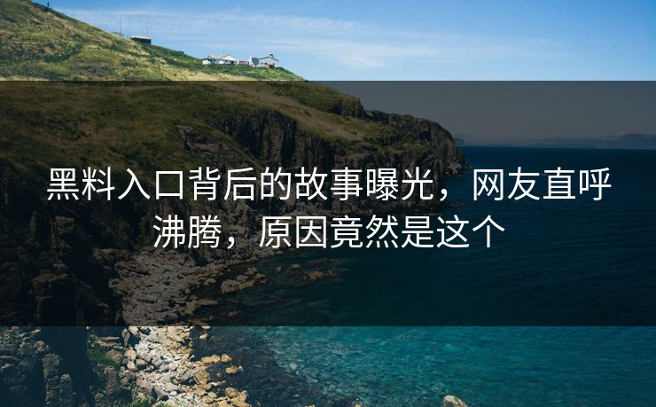 黑料入口背后的故事曝光，网友直呼沸腾，原因竟然是这个