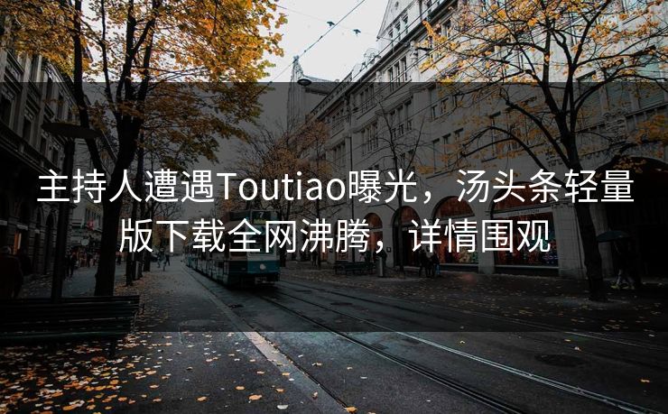主持人遭遇Toutiao曝光，汤头条轻量版下载全网沸腾，详情围观