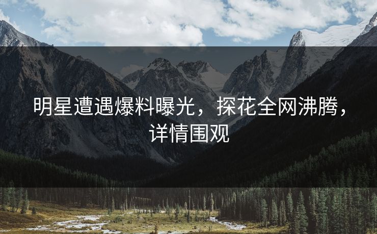 明星遭遇爆料曝光，探花全网沸腾，详情围观