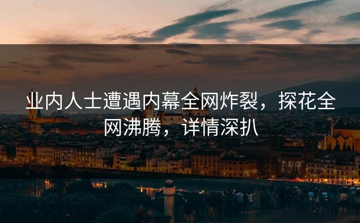 业内人士遭遇内幕全网炸裂，探花全网沸腾，详情深扒