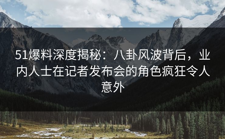 51爆料深度揭秘：八卦风波背后，业内人士在记者发布会的角色疯狂令人意外