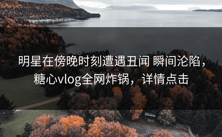 明星在傍晚时刻遭遇丑闻 瞬间沦陷，糖心vlog全网炸锅，详情点击